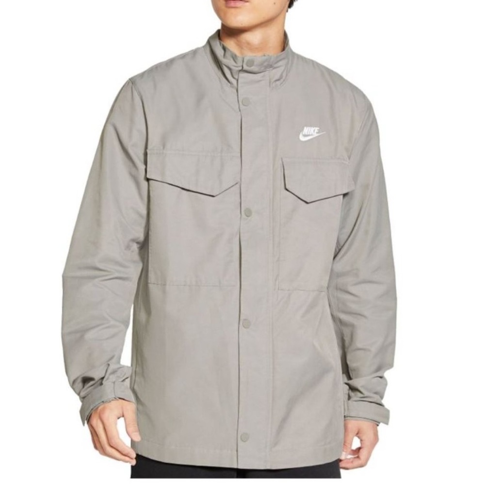 Nike Sportswear Woven Grey Full Zip Field Jacket Size M